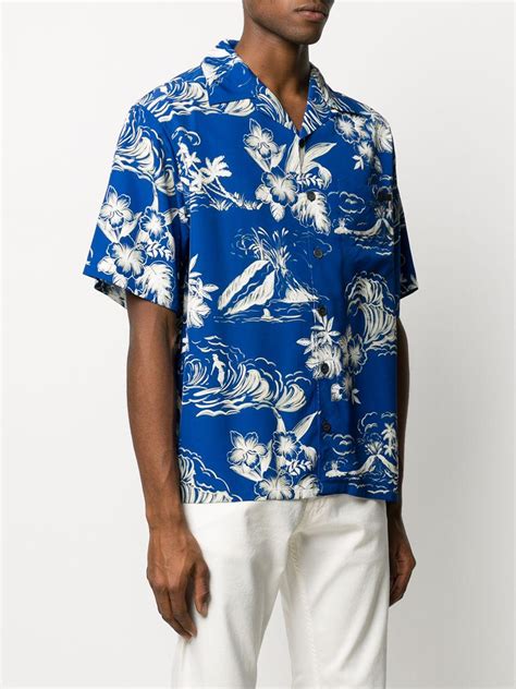 prada denim shirt dressprada hawaiian shirt|best italian hawaiian shirts.